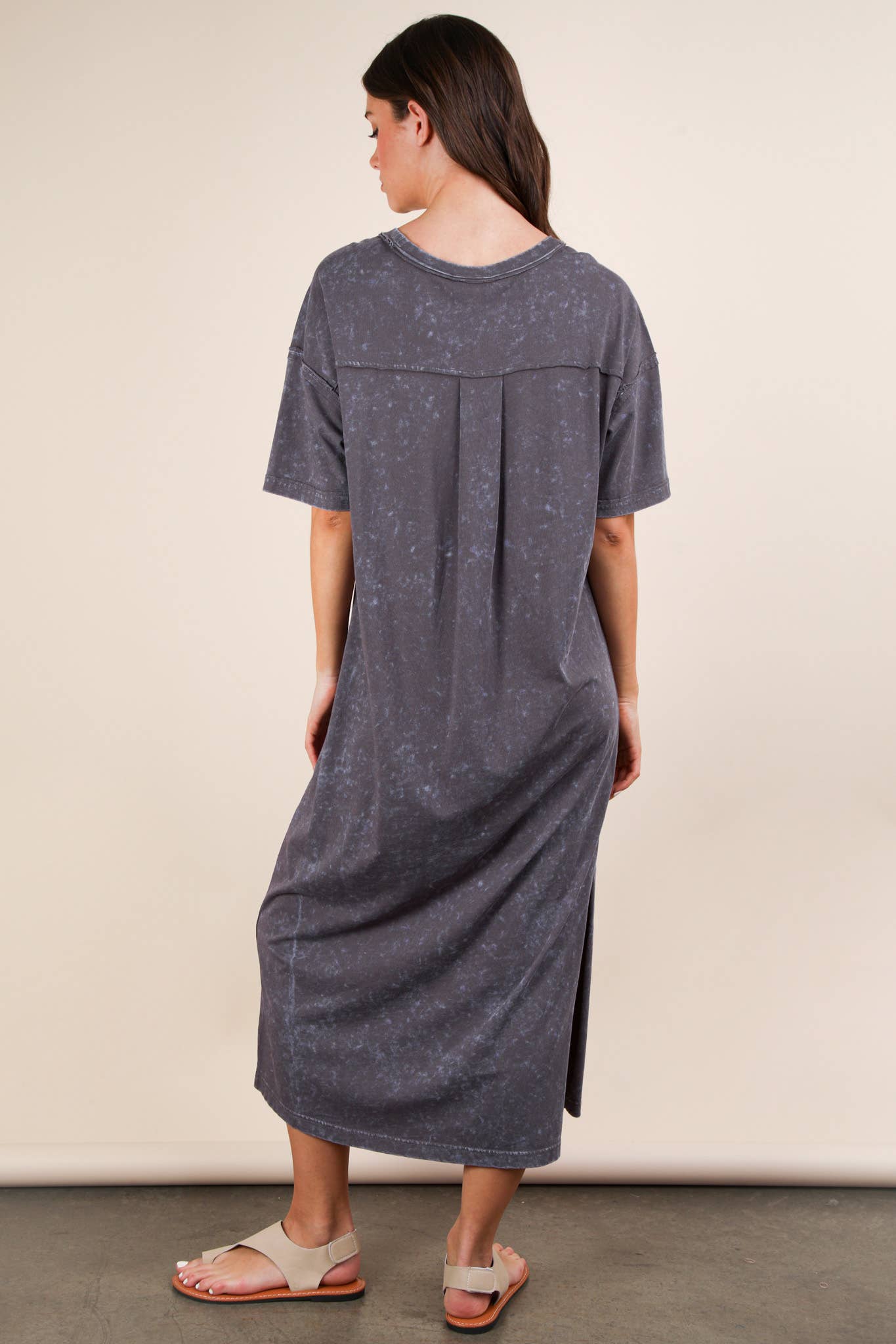 Mineral Washed Casual Comfy Midi Dress | Madi Lou's Boutique